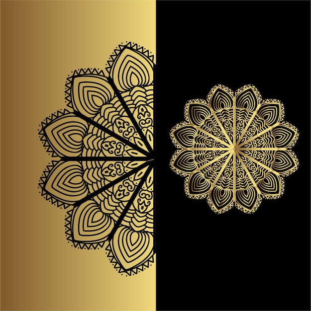 Vector luxe sier mandala effect ontwerp achtergrond in gouden kleur