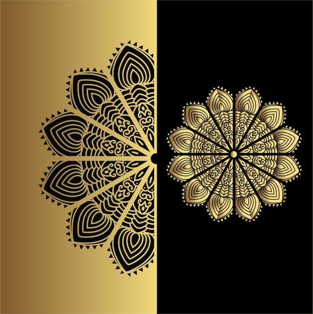 Vector luxe sier mandala effect ontwerp achtergrond in gouden kleur