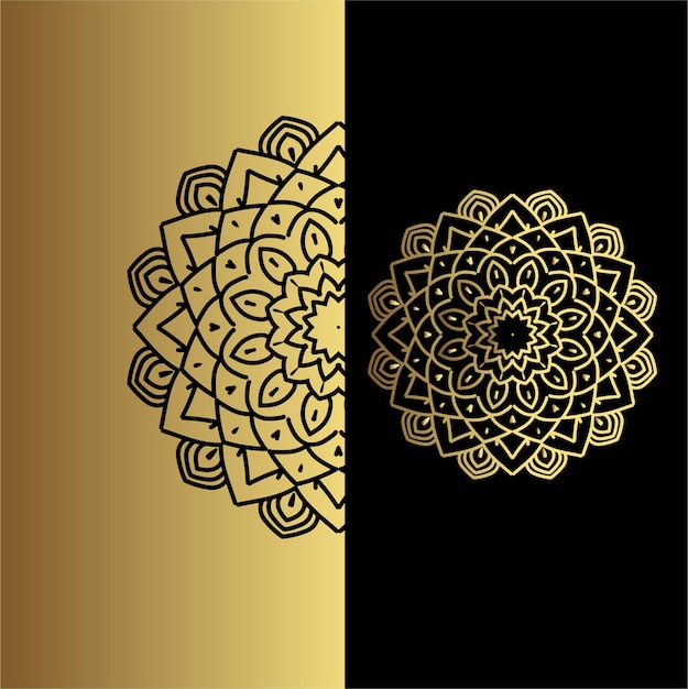 Vector luxe sier mandala effect ontwerp achtergrond in gouden kleur