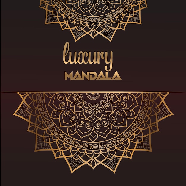 Vector Luxe sier mandala ontwerp achtergrond met gouden decoratie.