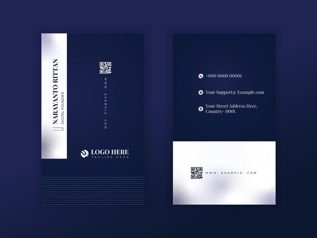 Vector vector luxury elegant blue and with white accent vertical business editable print ready card