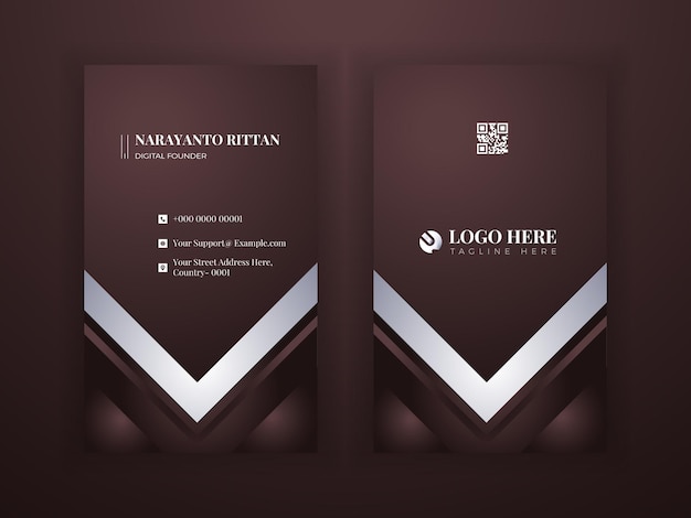 Vector luxury elegant Brown and with white accent vertical business card