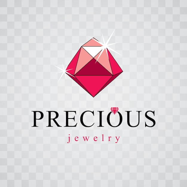 Vector luxury faceted decorative element. Brilliant jewelry sign emblem, illustration.