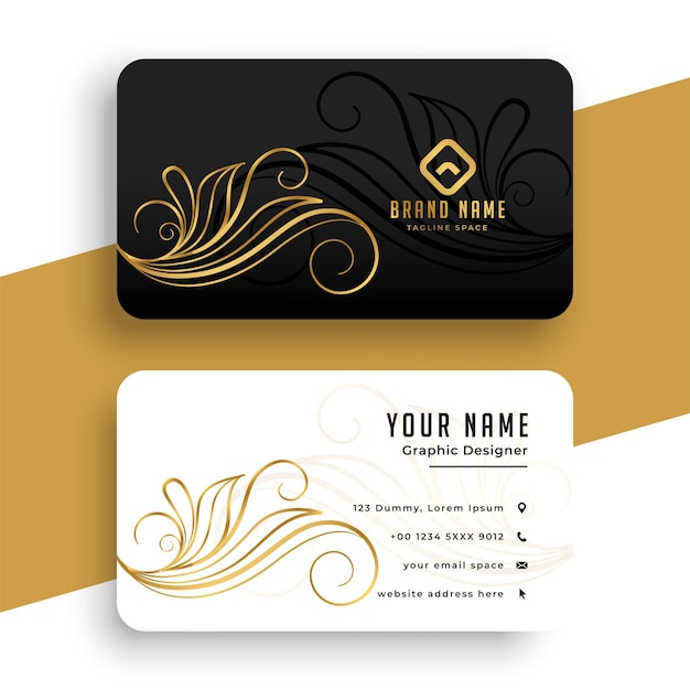 Vector vector luxury floral golden business card template