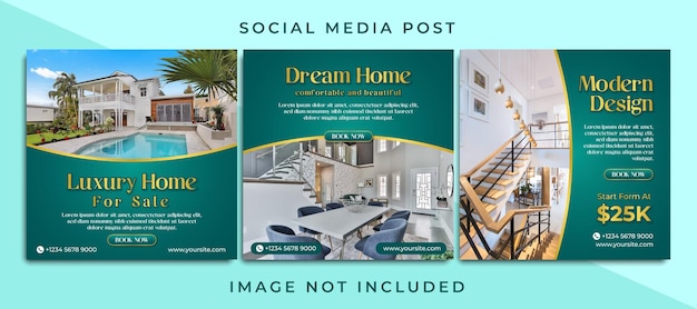 Vector vector luxury home for sale social media post template