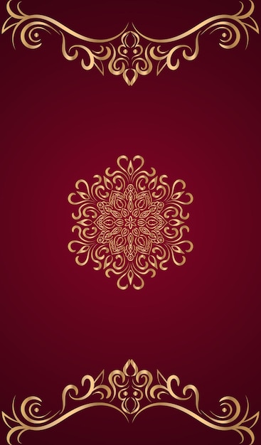 Vector luxury ornamental background with golden color and dark red background