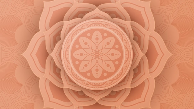 Vector vector luxury ornamental mandala design background in peach fuzz color gradient floral