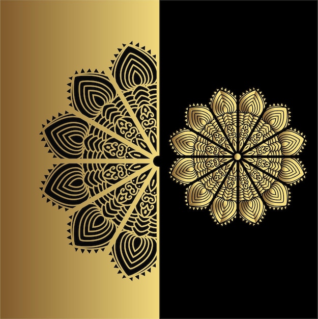ゴールドカラーのベクトル高級装飾マンダラ効果デザインの背景
