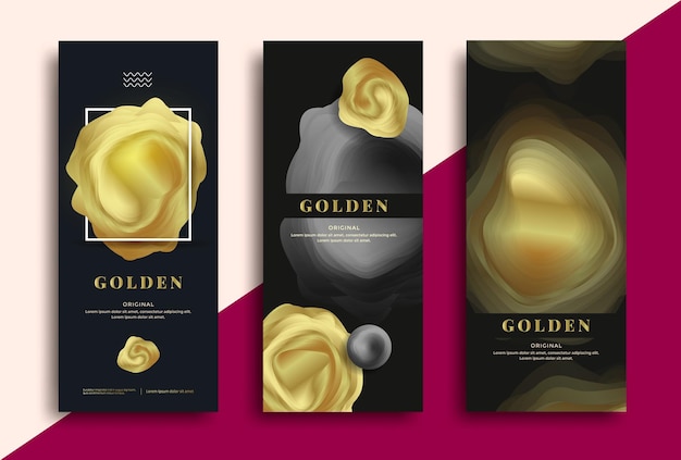 Vector vector luxury packaging template with golden shapes. vector illustration