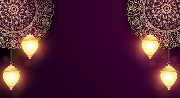 Vector luxury purple ramadan islamic background banner with mandala