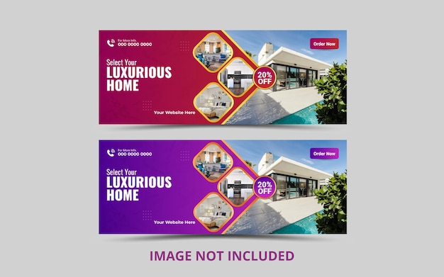 Vector vector luxury real estate house property facebook cover banner template design