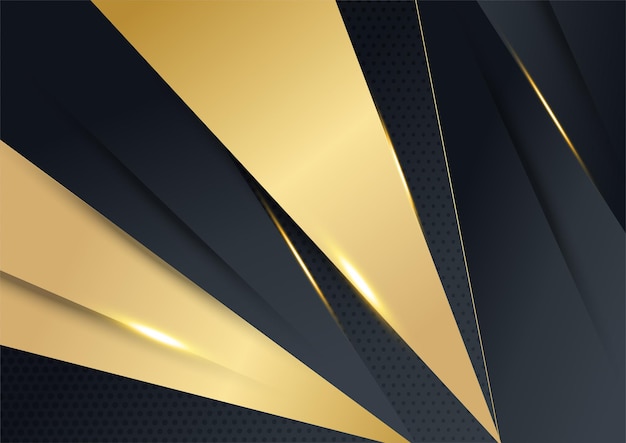 Vector vector luxury tech background. stack of black paper material layer with gold stripe. arrow shape premium wallpaper