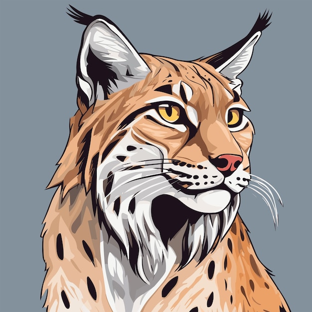 Vector vector lynx face or bobcat head of wild cartoon animal illustration