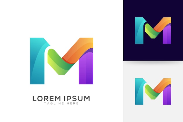 Vector M letter logo design vibrant colors template