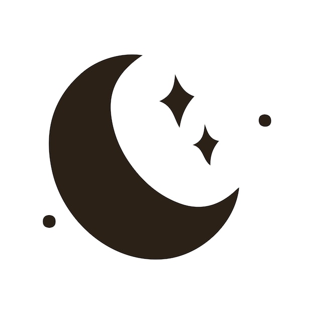 Vector maan en sterren vector zwarte kleur pictogram op een witte achtergrond