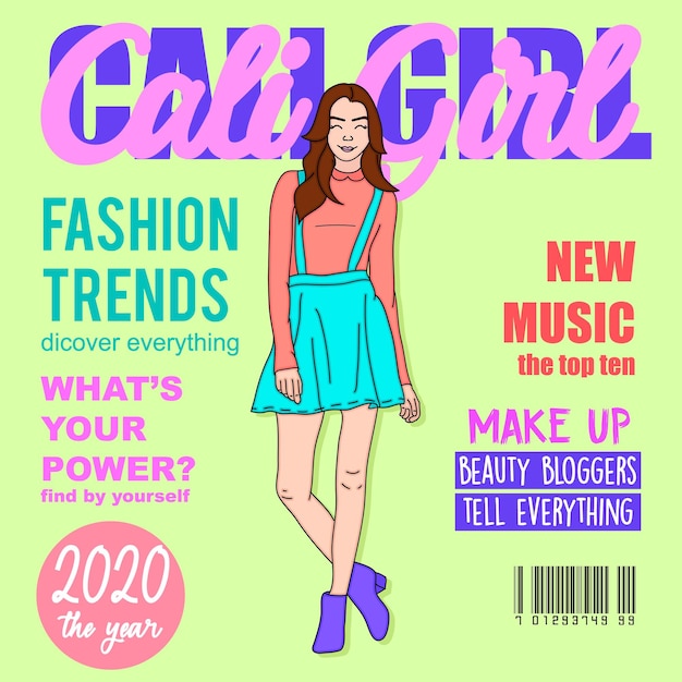 Vector vector magazine fashion girl with text