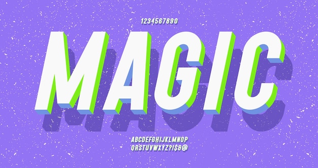 Vector magic font 3d color style modern