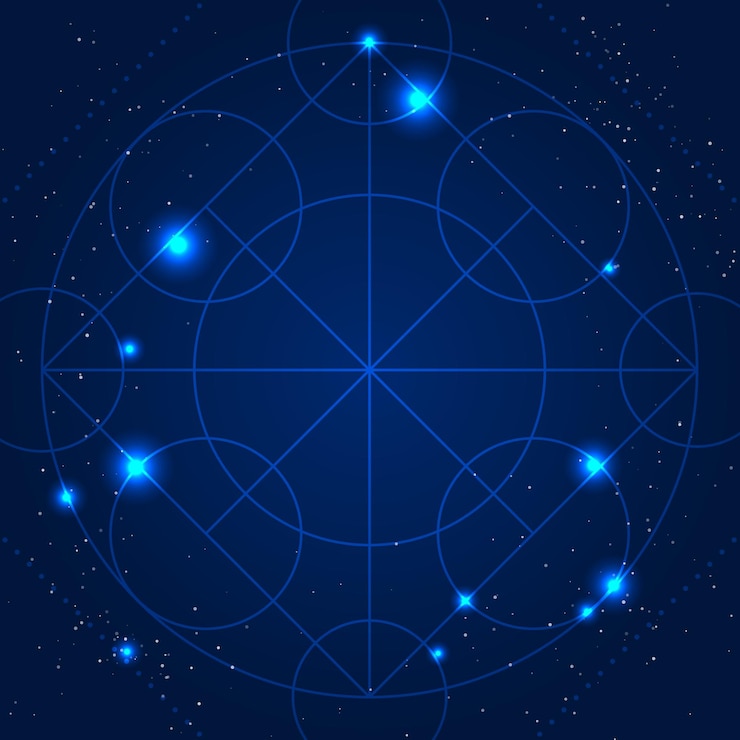Vector vector magic geometry sign on blue space background