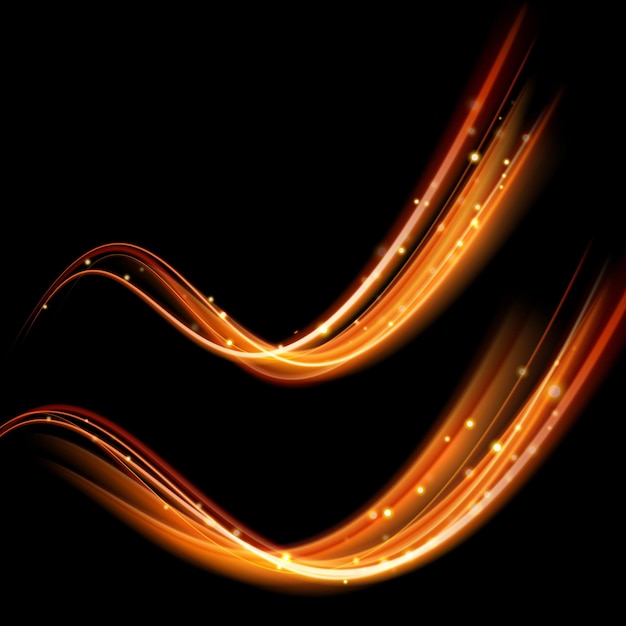 Vector magic glowing spark swirl trail Bokeh glitter light wave