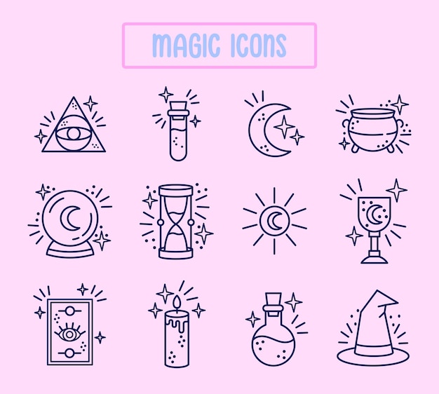 vector magic icons colection magic symbol set