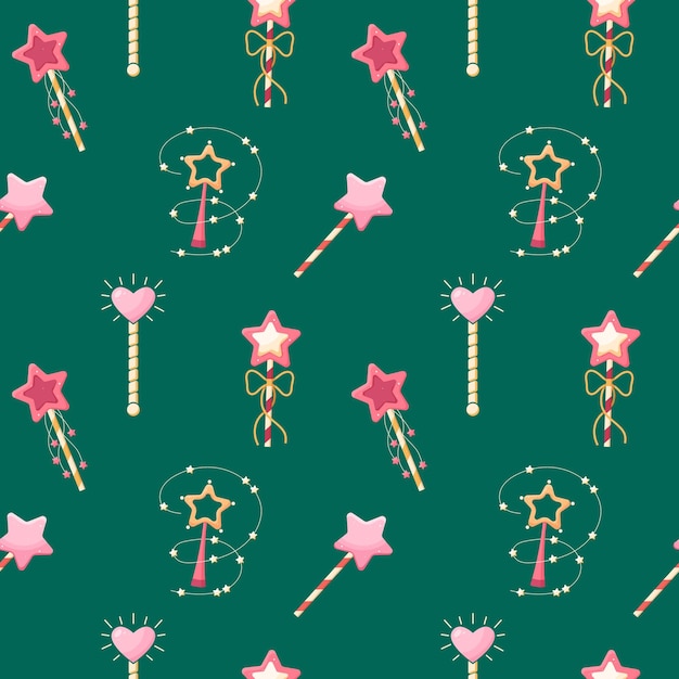 Vector vector magic wands seamless pattern vector illustration