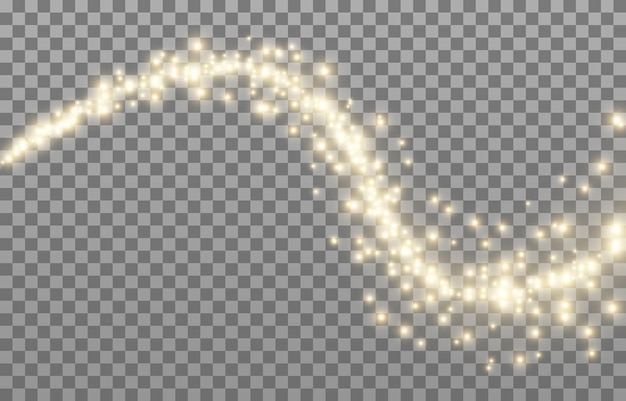 Vector magical light png. Glowing dust on an isolated transparent background. Gold dust png.