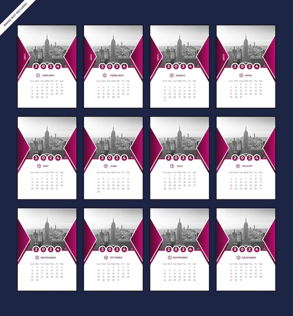 Vector vector magnet calendar design 2024