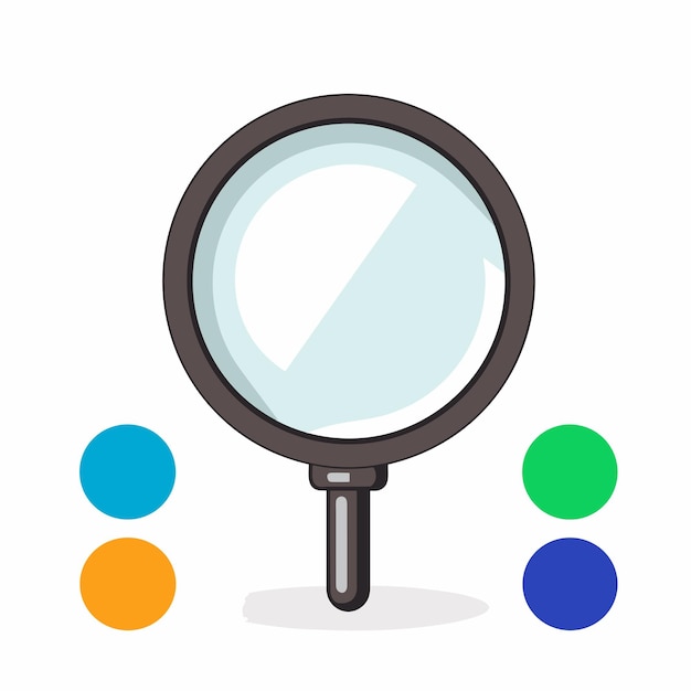 Vector vector of a magnifying glass icon on a flat vector illustration of a table