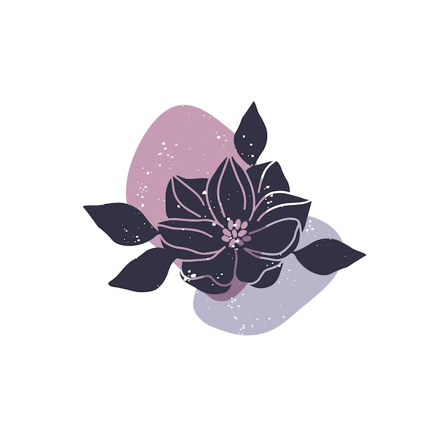 Vector magnolia flower with abstract shapes illustration