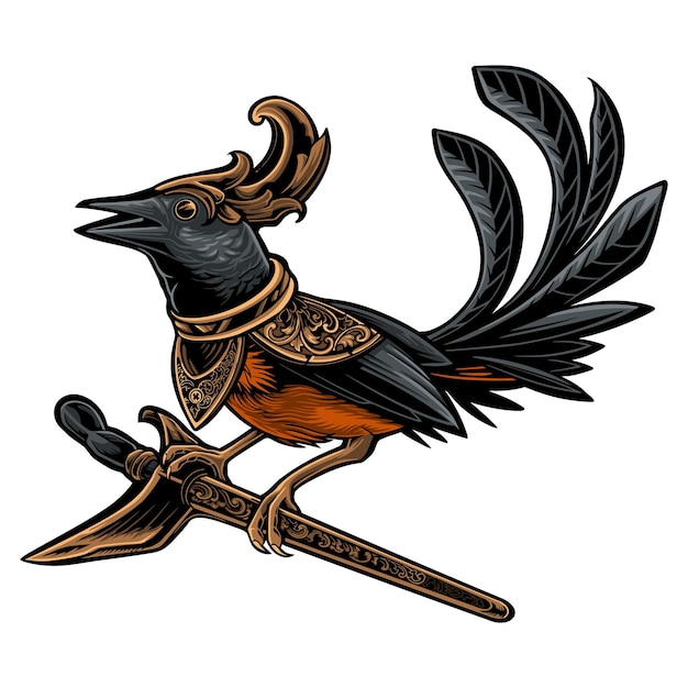 Vector magpie vogel ornament met keris