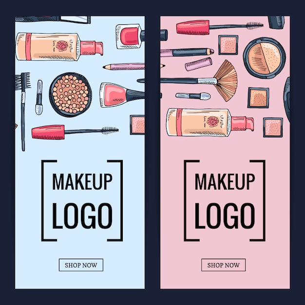 Vector makeup brand banners