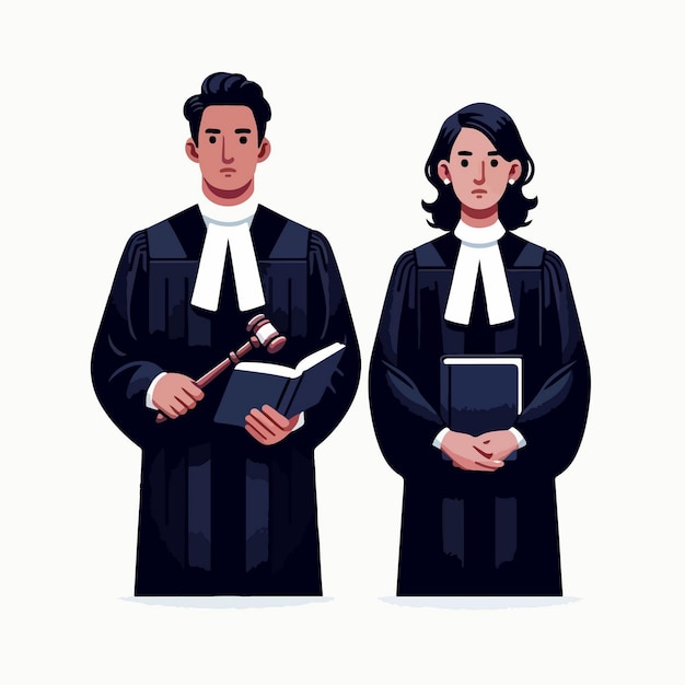 Premium Vector | Vector male and female judge flat illustration