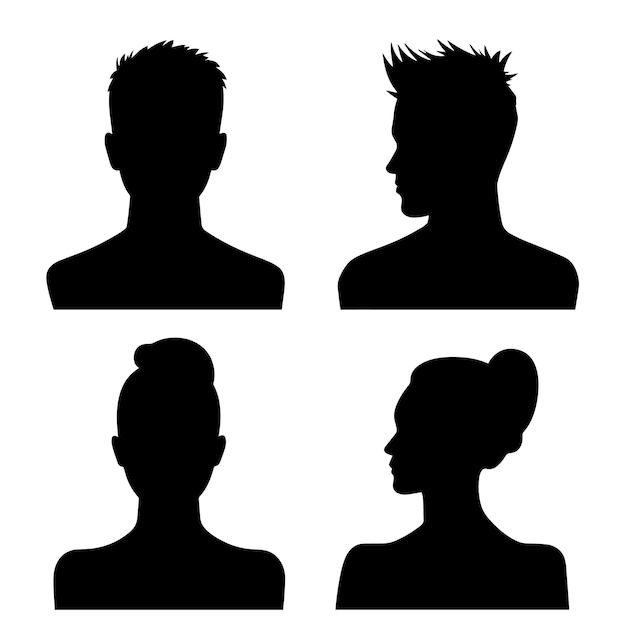 Vector vector male and female silhouette set human profile icon set illustration