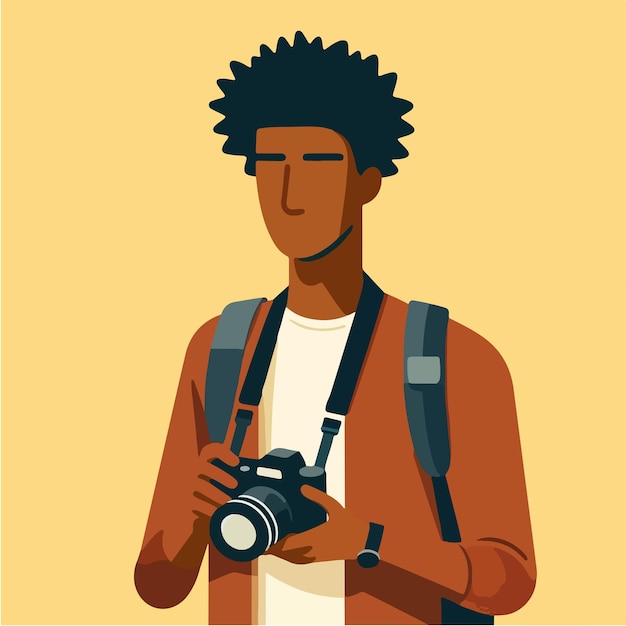 Vector vector male photographer with flat design style