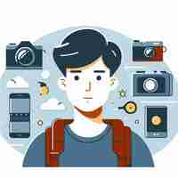 Vector vector male photographer with flat design style