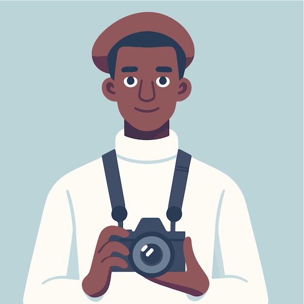 Vector vector male photographer with flat design style