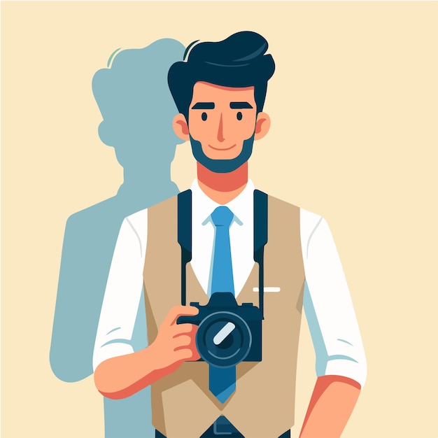 Vector vector male photographer with flat design style