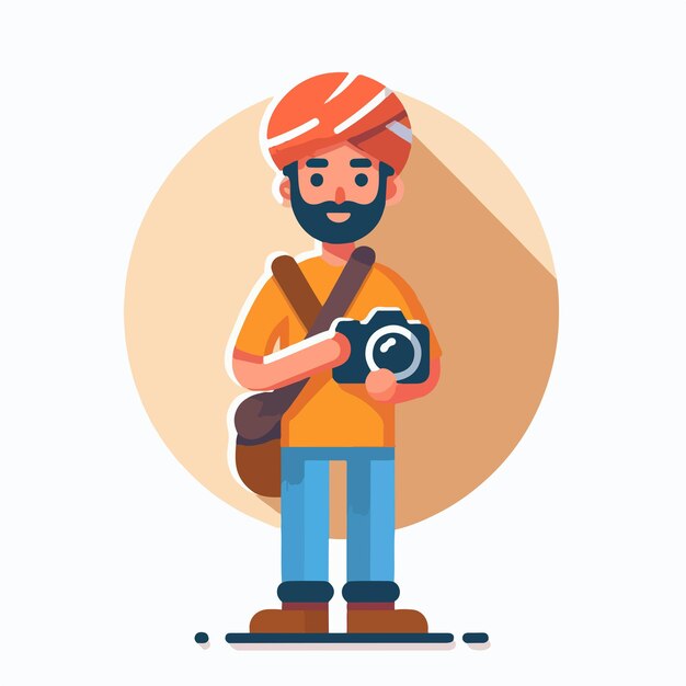Vector male photographer with flat design style