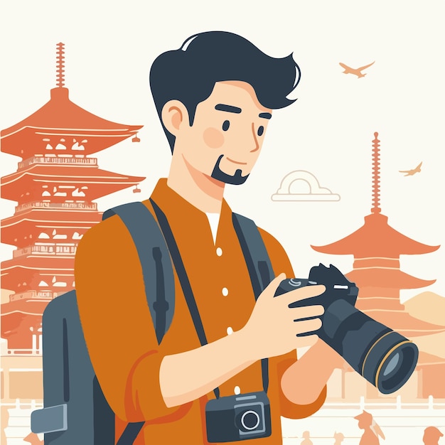 Vector vector male photographer with flat design style