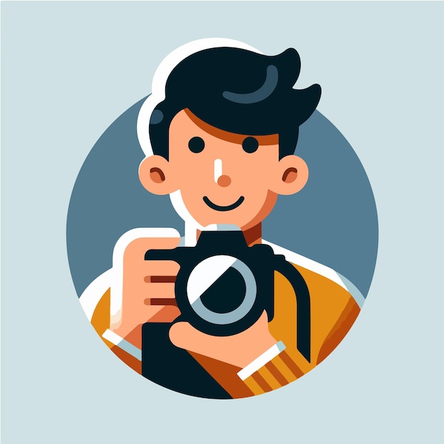 Vector vector male photographer with flat design style