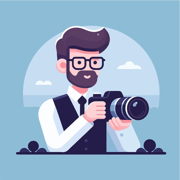 Vector vector male photographer with flat design style