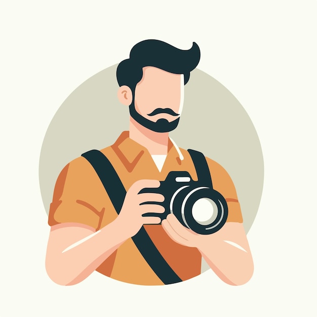 Vector vector male photographer with flat design style