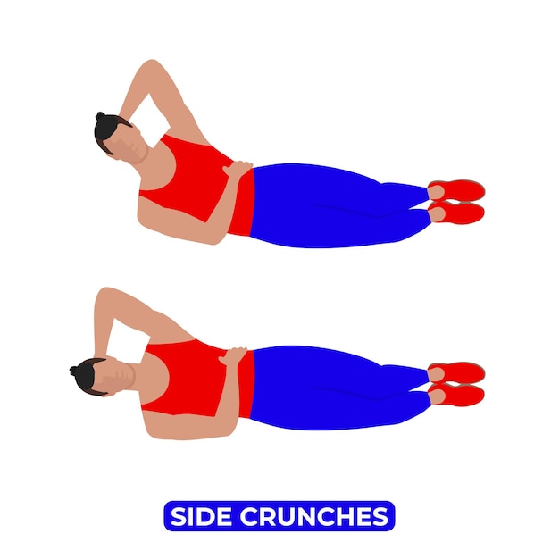 Vector Man Doing Side Crunches Bodyweight Fitness Oblique Workout Exercise