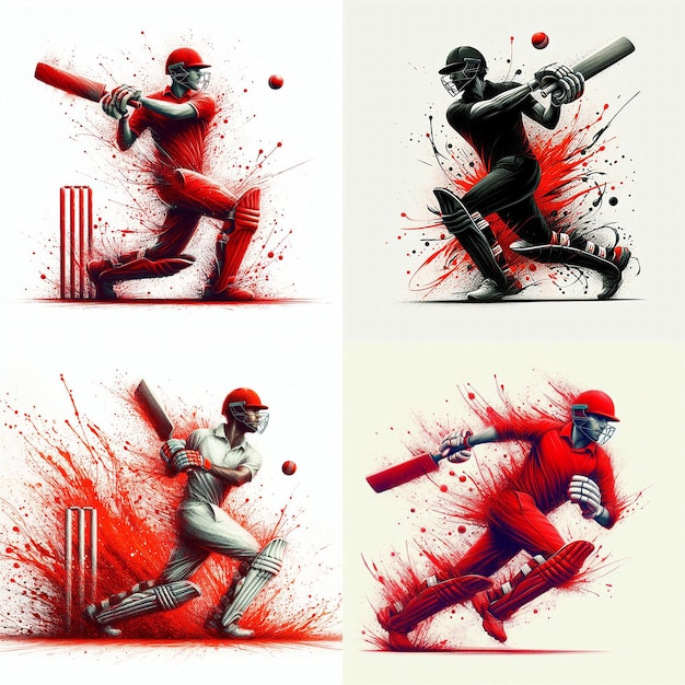 Vector a man playing cricket colorful background