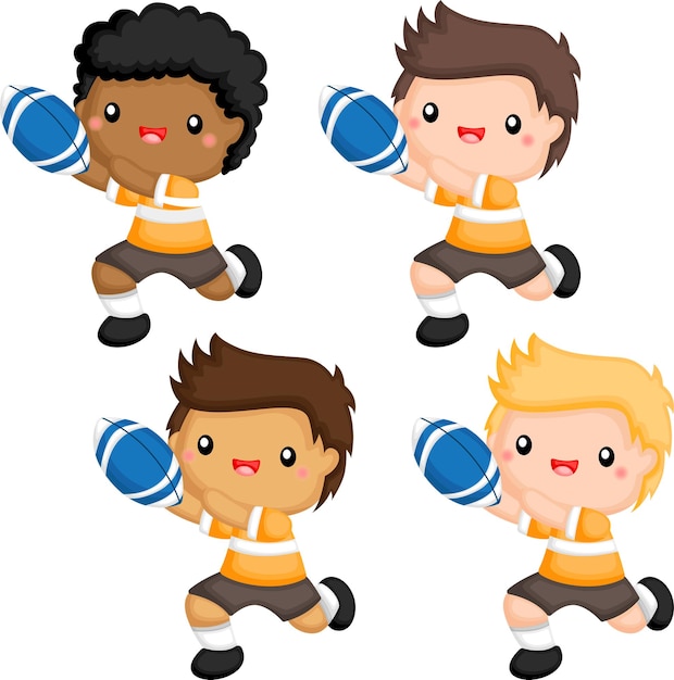 A vector of a man playing rugby with multiple skin tones options