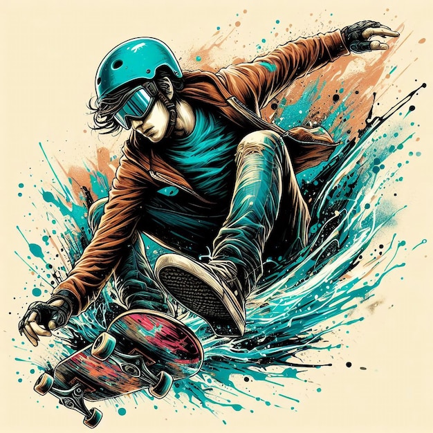 Vector vector a man riding a skateboard on top of a blue background