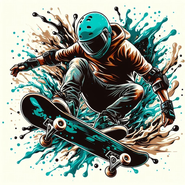 Vector vector a man riding a skateboard on top of a blue background