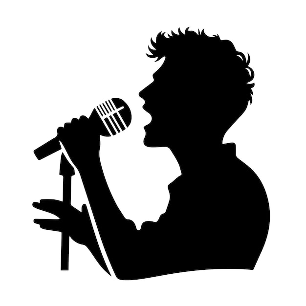 Vector vector of a man singing with a simple silhouette style