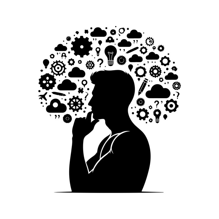 Vector vector man thinking thinking man silhouette vector illustration