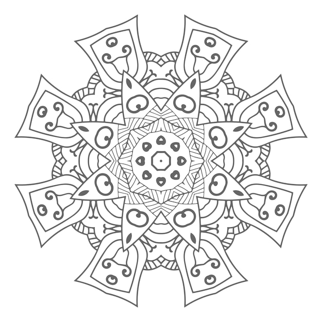 Arte della mandala floreale di disegno di arte della mandala di vettore